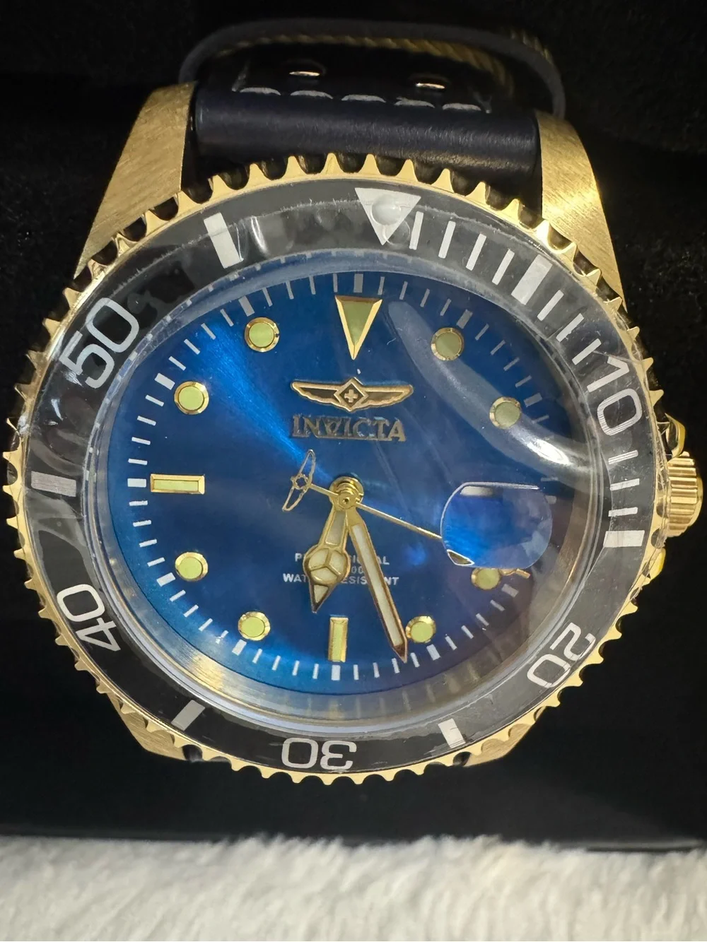 Invicta Pro Diver Blue Dial Blue Leather Men's Watch 43mm 22076